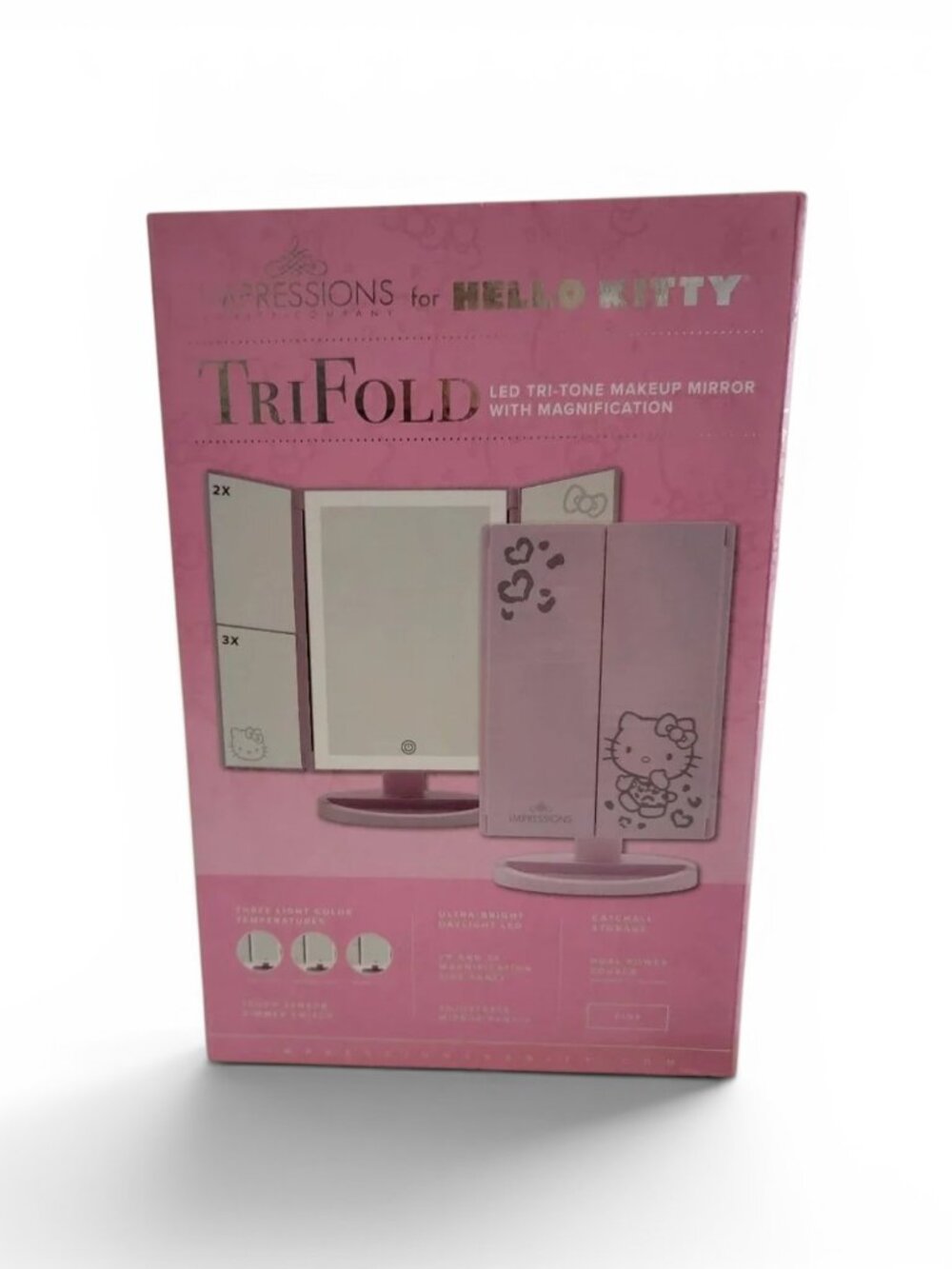 Hello Kitty Impressions Vanity TriFold LED Makeup Mirror Lighted Vanity Mirror